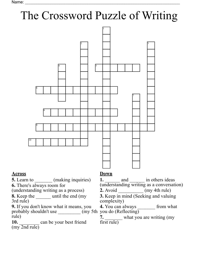 The Crossword Puzzle of Writing