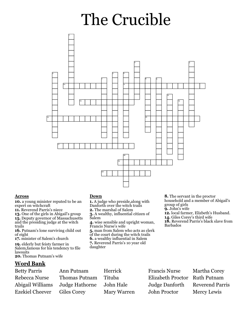 The Crucible Crossword