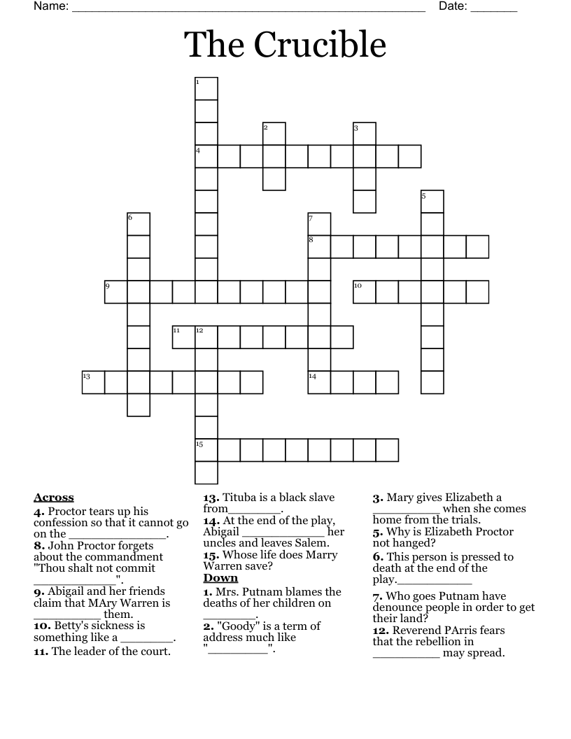 The Crucible Crossword