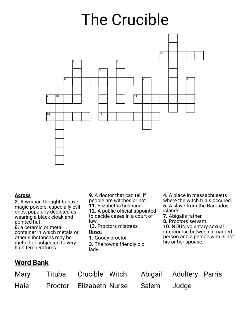 The Crucible Crossword