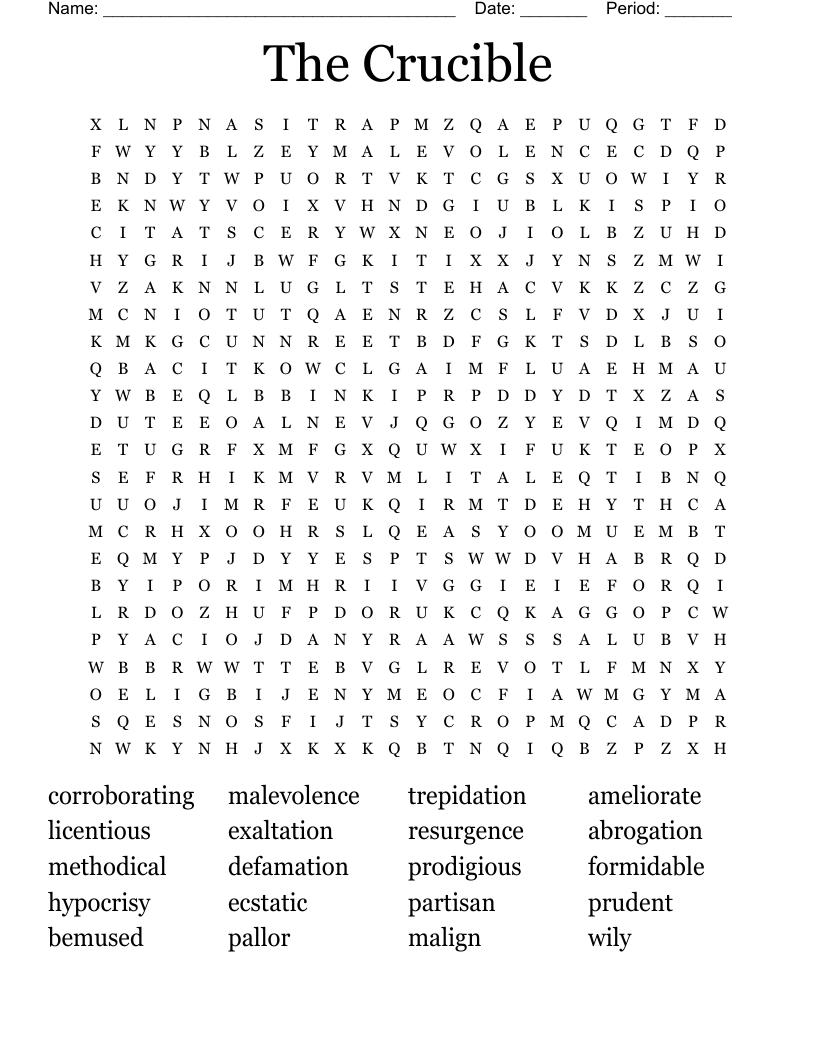 The Crucible Word Search