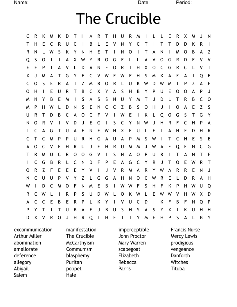 The Crucible Word Search