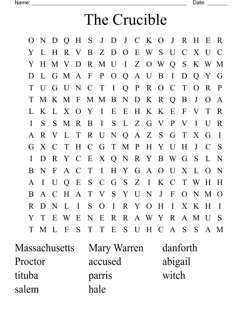 The Crucible Word Search