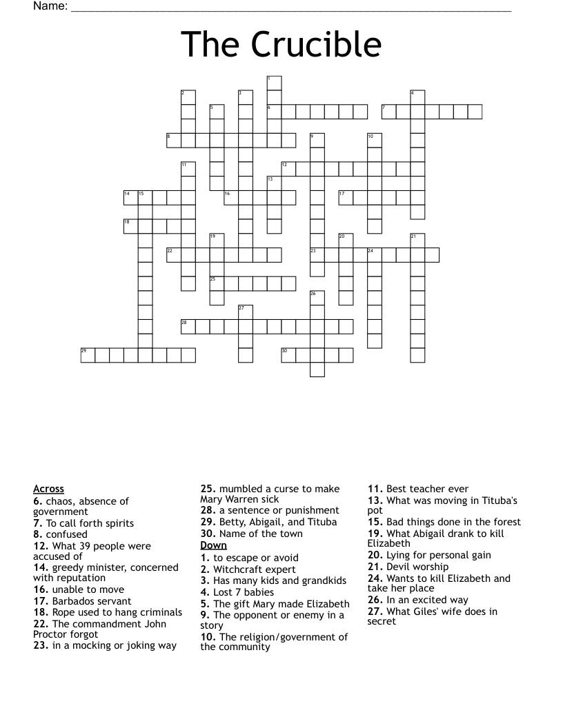 The Crucible Crossword