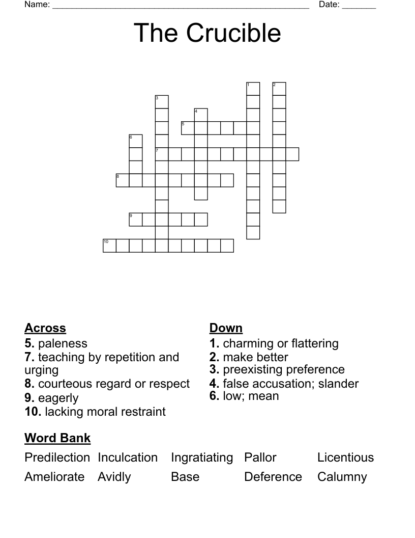 The Crucible Crossword