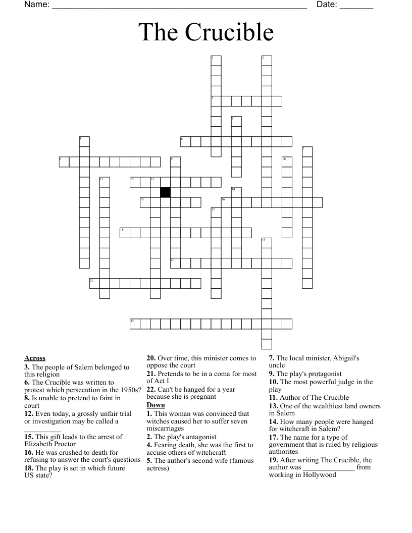 The Crucible Crossword
