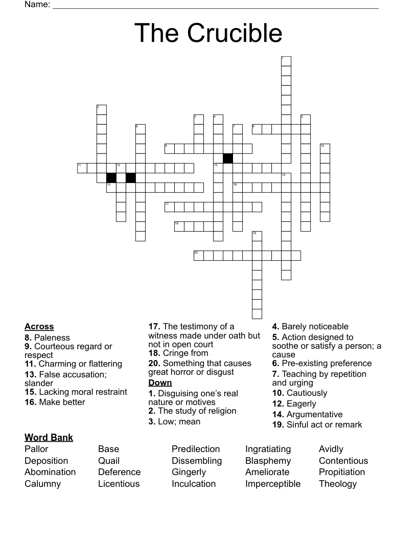 The Crucible Crossword
