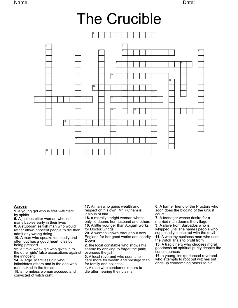 The Crucible Crossword