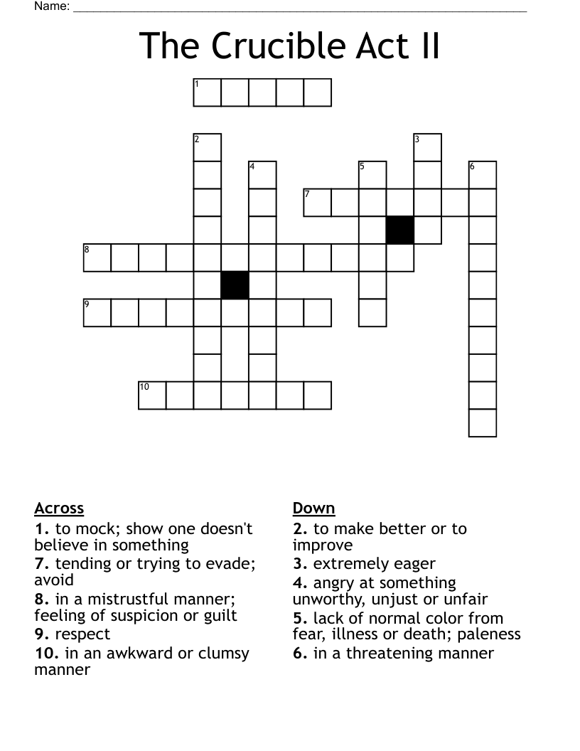 The Crucible Act II Crossword