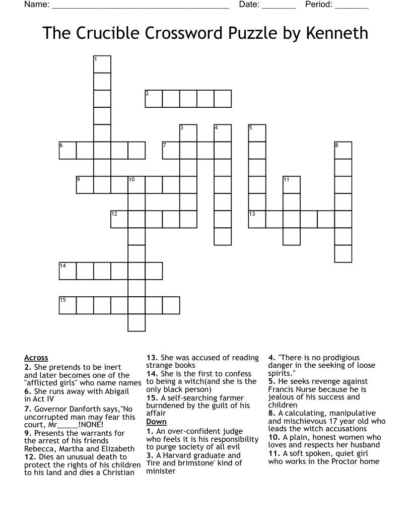 The Crucible Crossword Puzzle by Kenneth