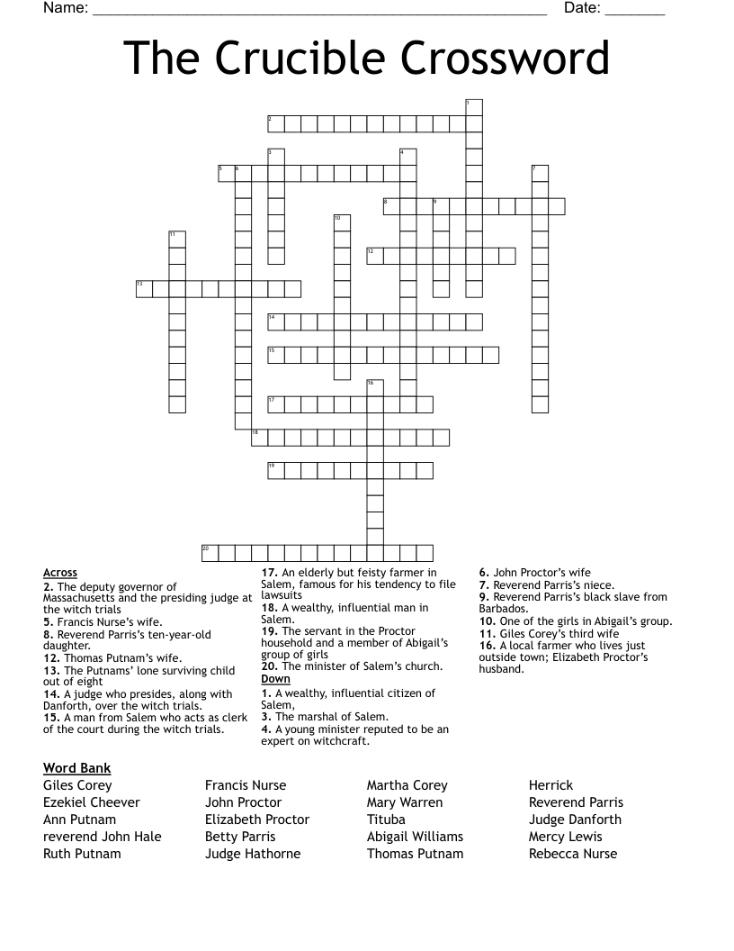 The Crucible Crossword 