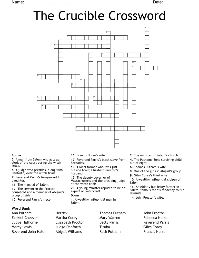 The Crucible Crossword 