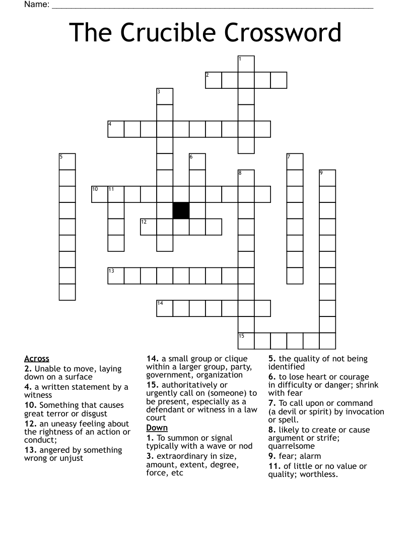 The Crucible Crossword 