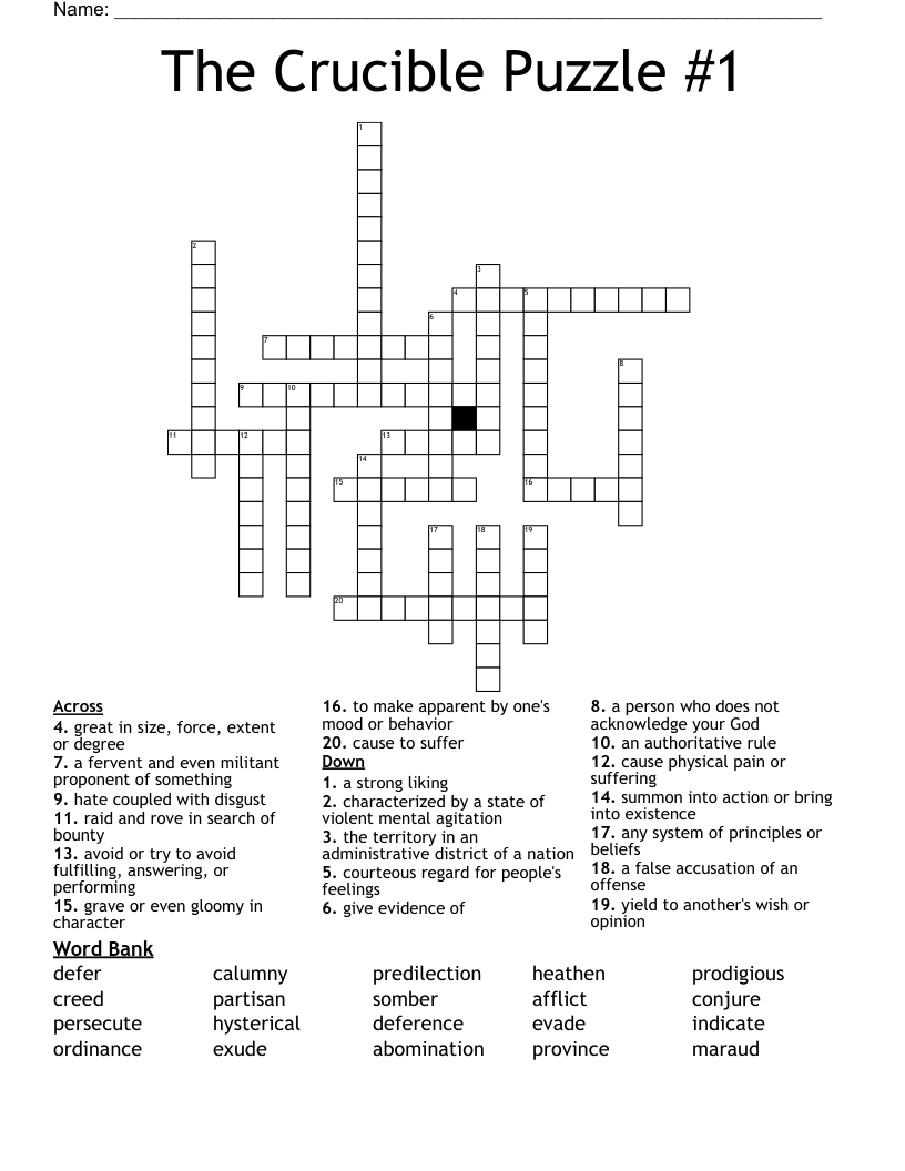 The Crucible Puzzle #1 Crossword