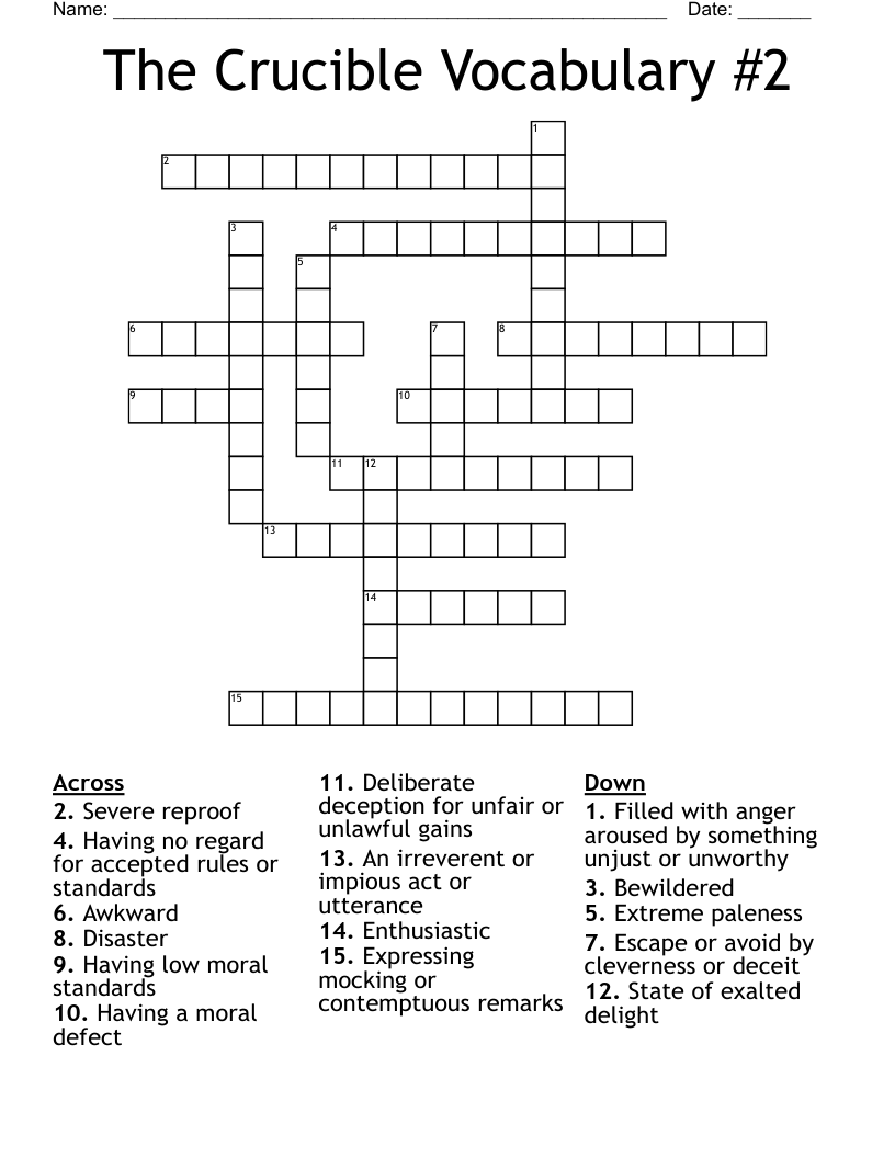 The Crucible Vocabulary #2 Crossword