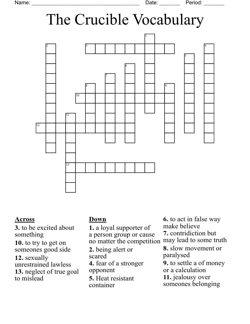 The Crucible Vocabulary  Crossword