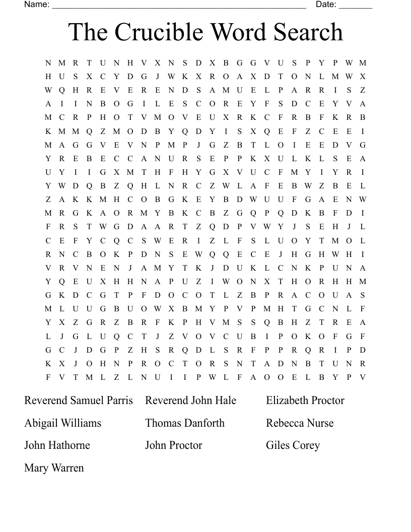 The Crucible Word Search
