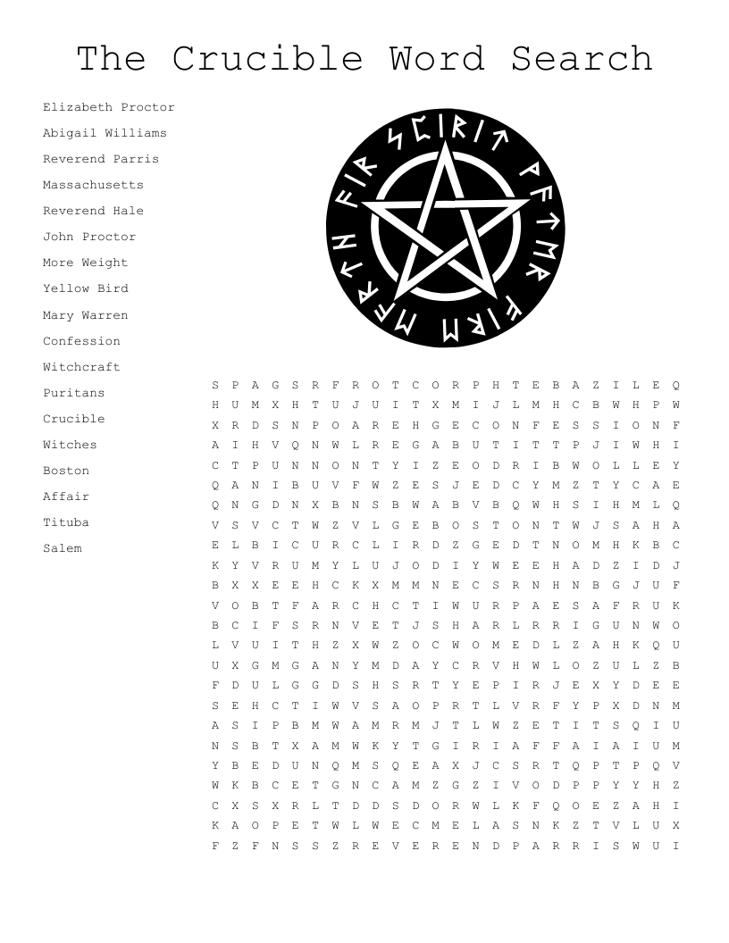 The Crucible Word Search