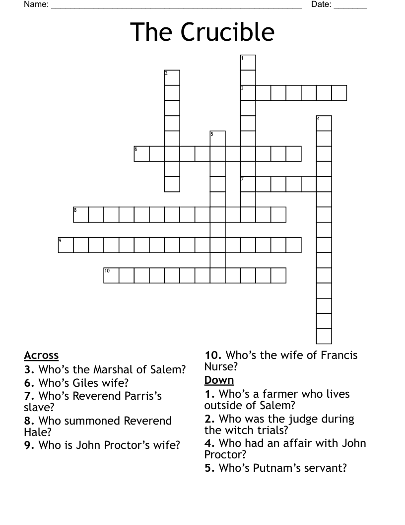 The Crucible  Crossword