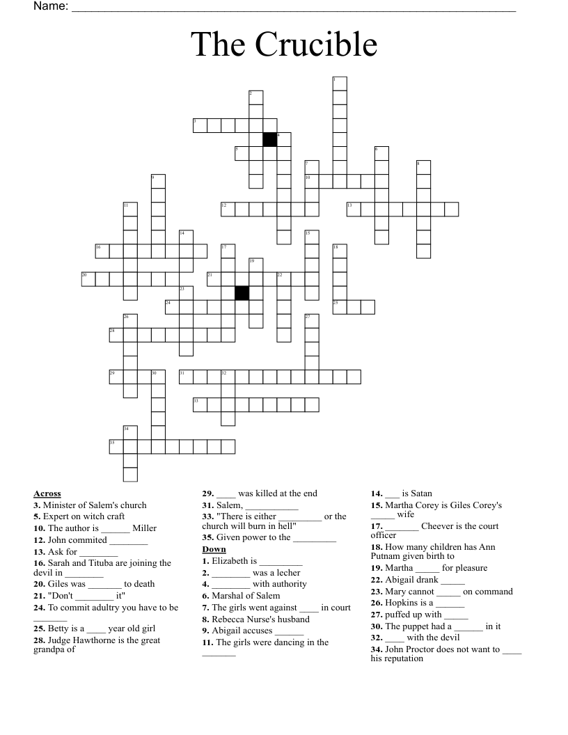 The Crucible  Crossword