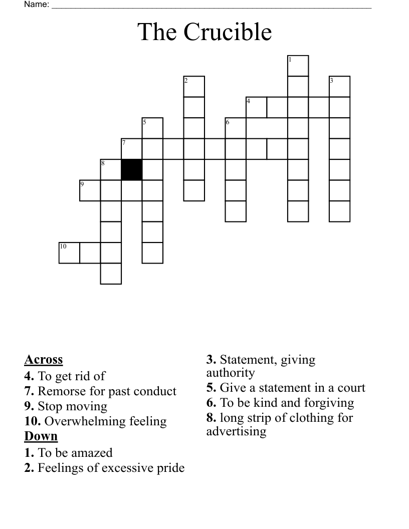 The Crucible  Crossword