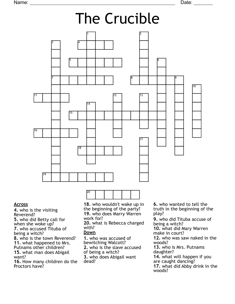 The Crucible  Crossword