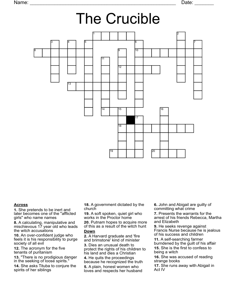 The Crucible  Crossword