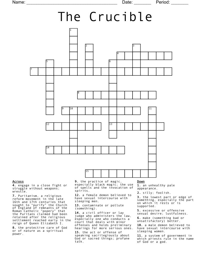 The Crucible  Crossword