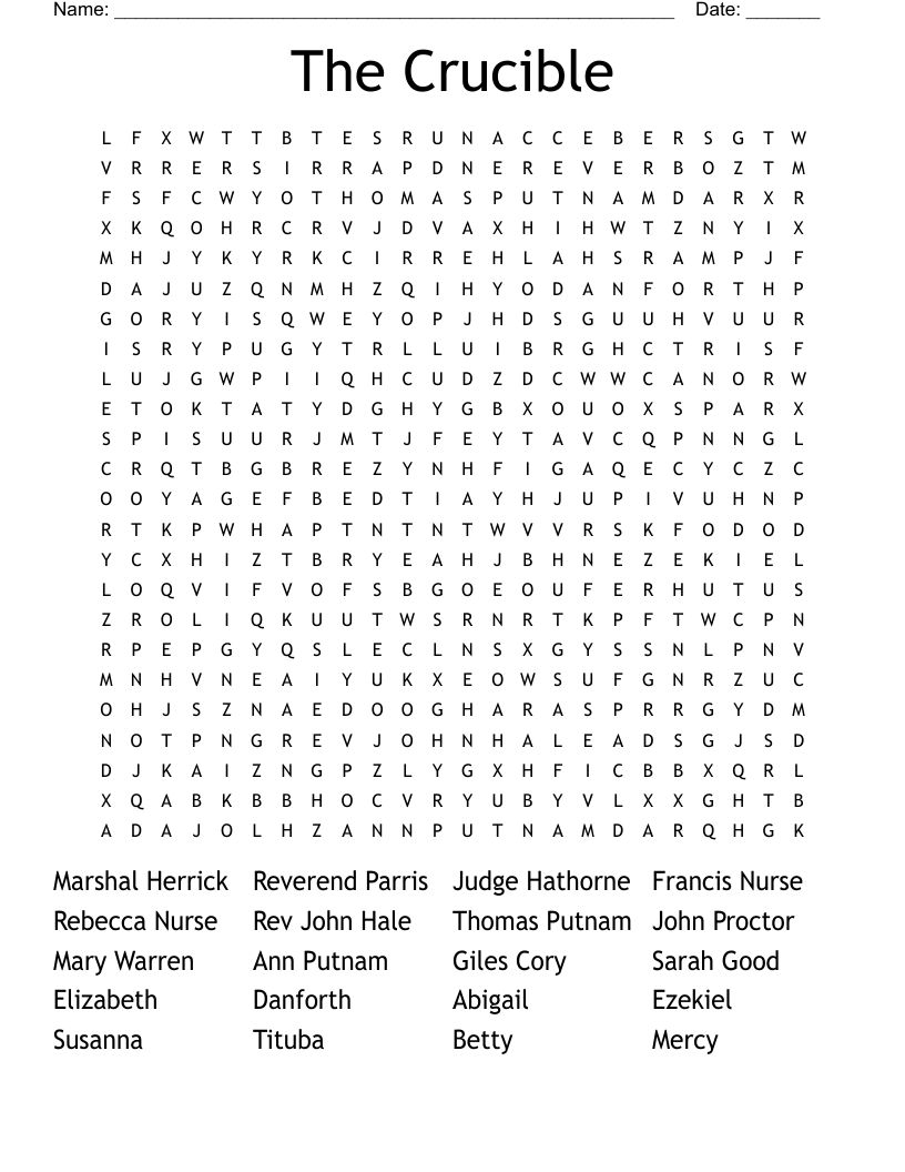 The Crucible  Word Search