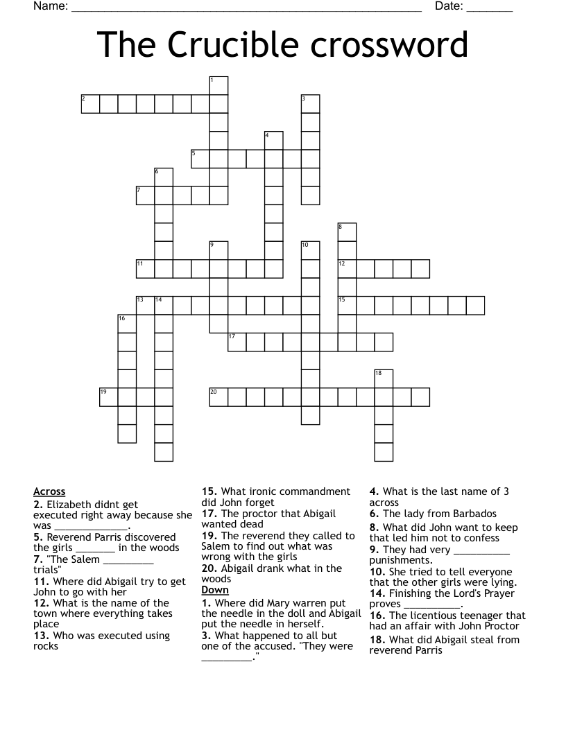The Crucible crossword 