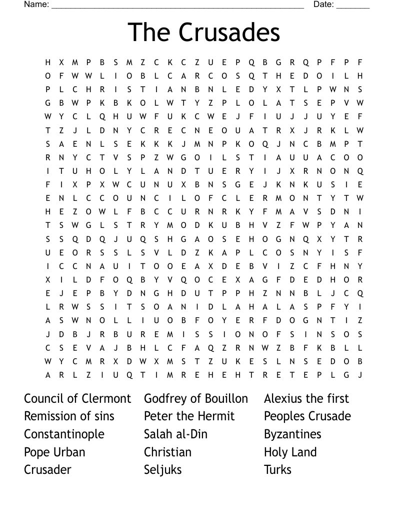 The Crusades Word Search