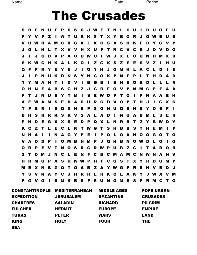 The Crusades Word Search