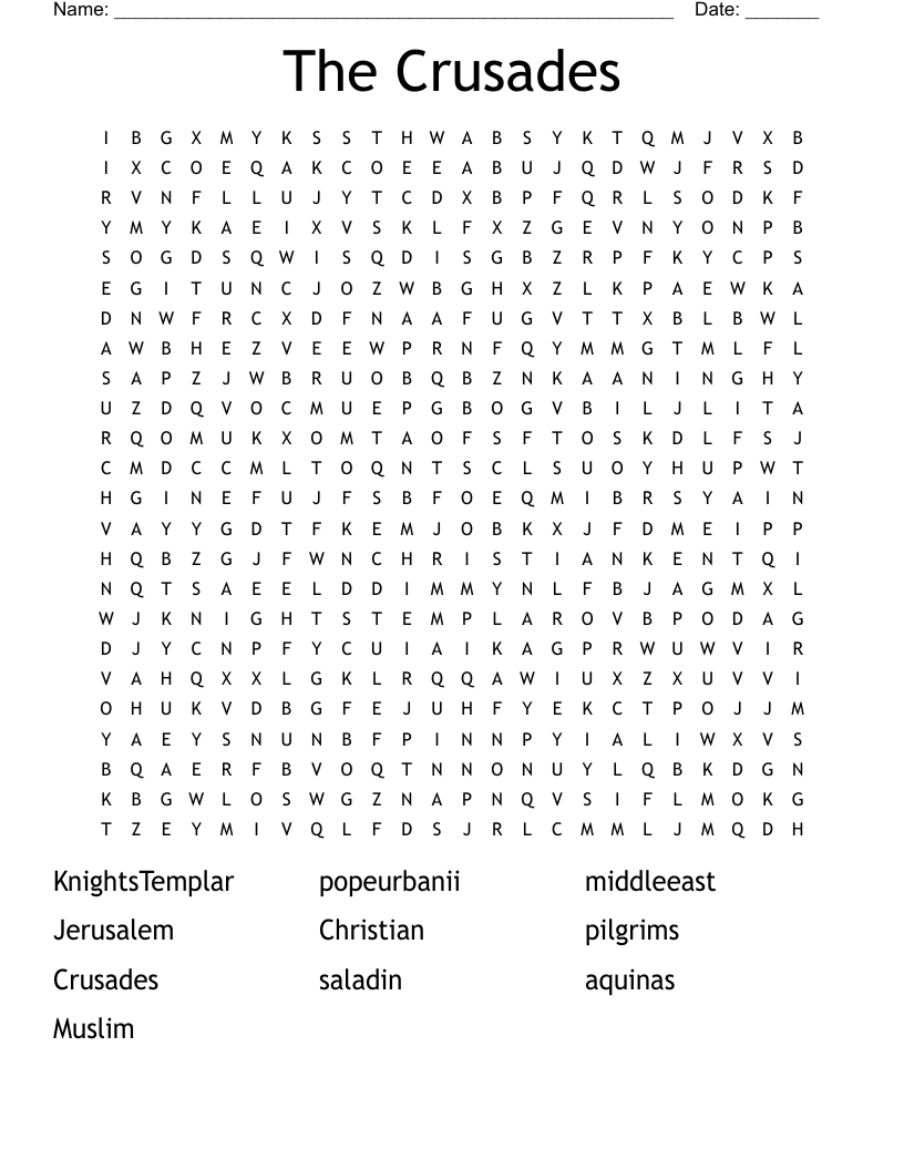 The Crusades Word Search