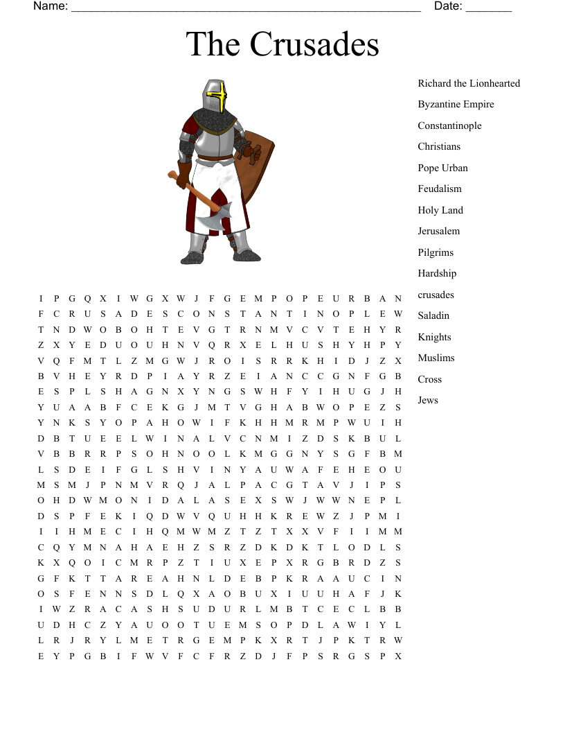 The Crusades Word Search