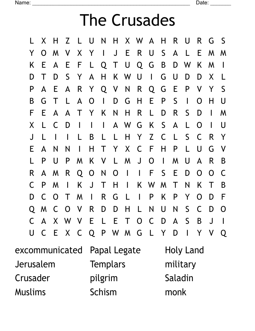 The Crusades Word Search