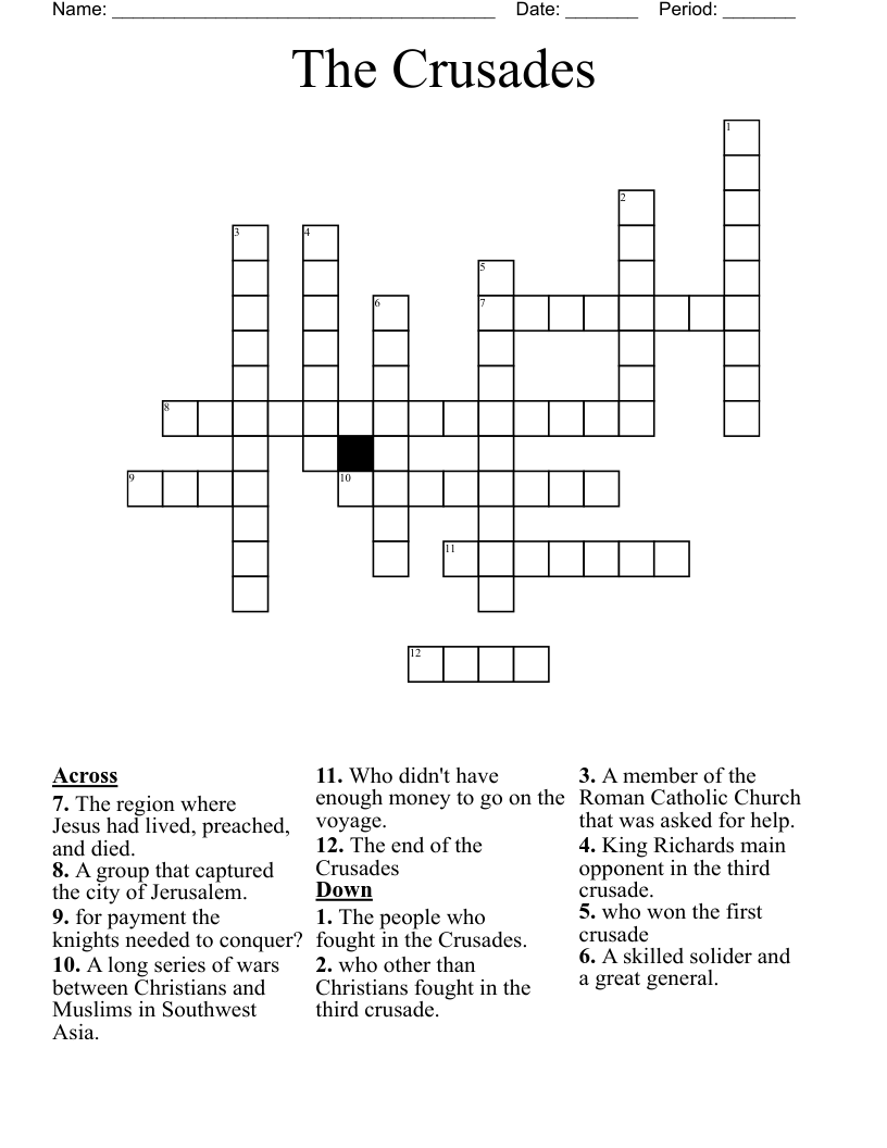 The Crusades Crossword
