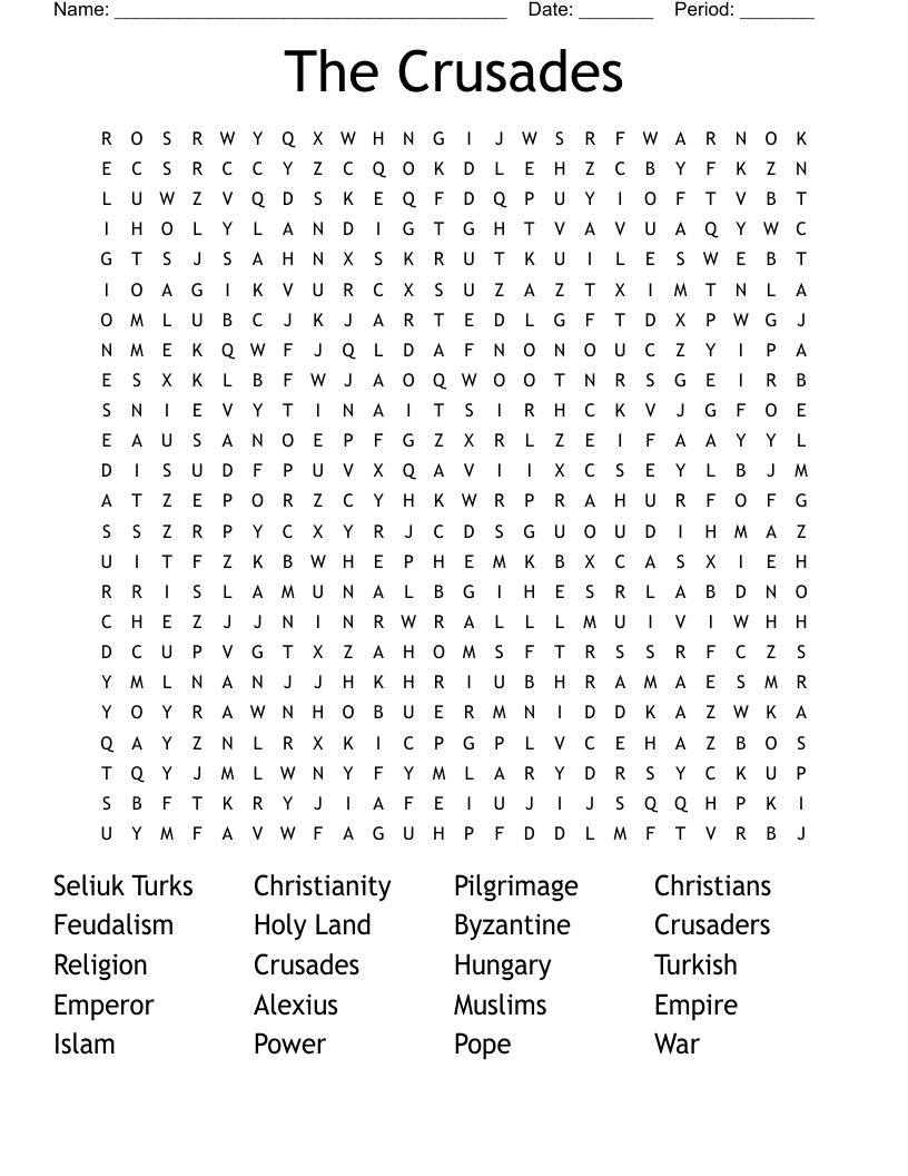 The Crusades  Word Search