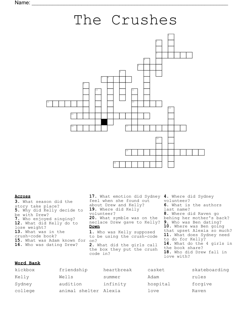The Crushes Crossword