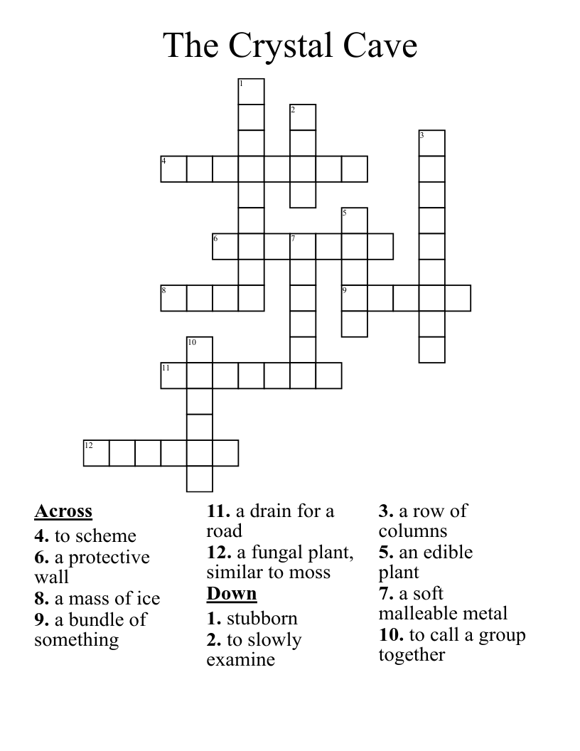 The Crystal Cave  Crossword