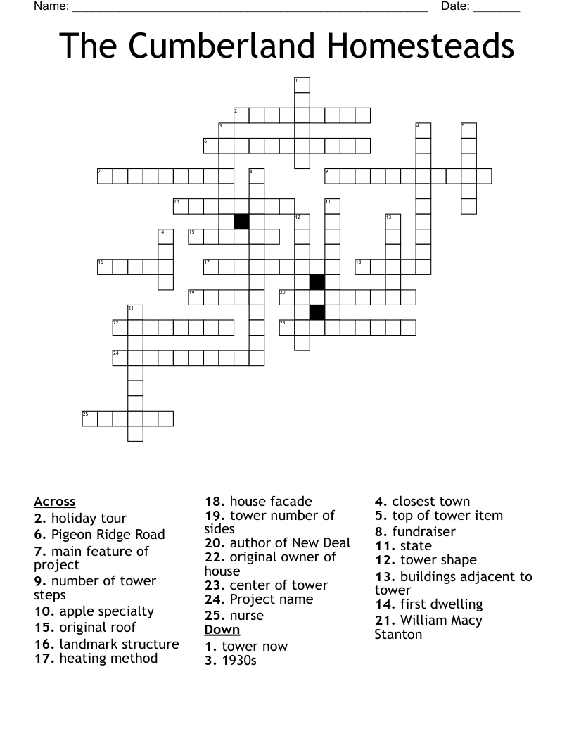 The Cumberland Homesteads Crossword