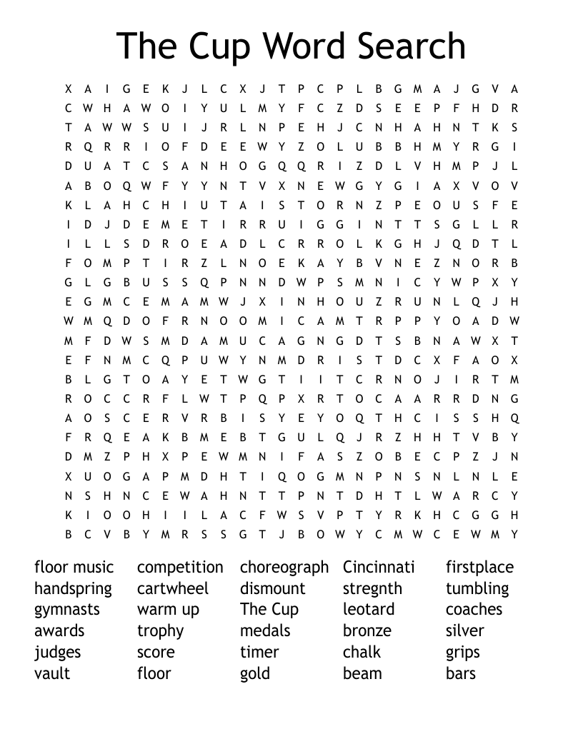 The Cup Word Search