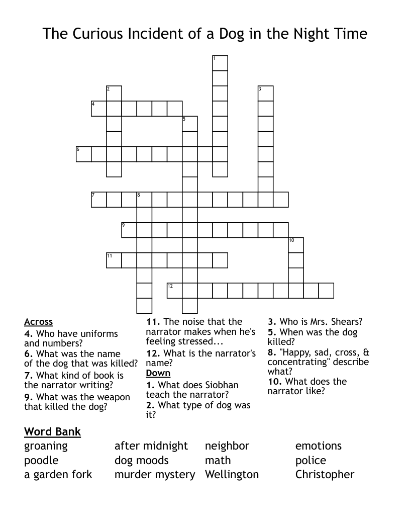 The Curious Incident of a Dog in the Night Time Crossword