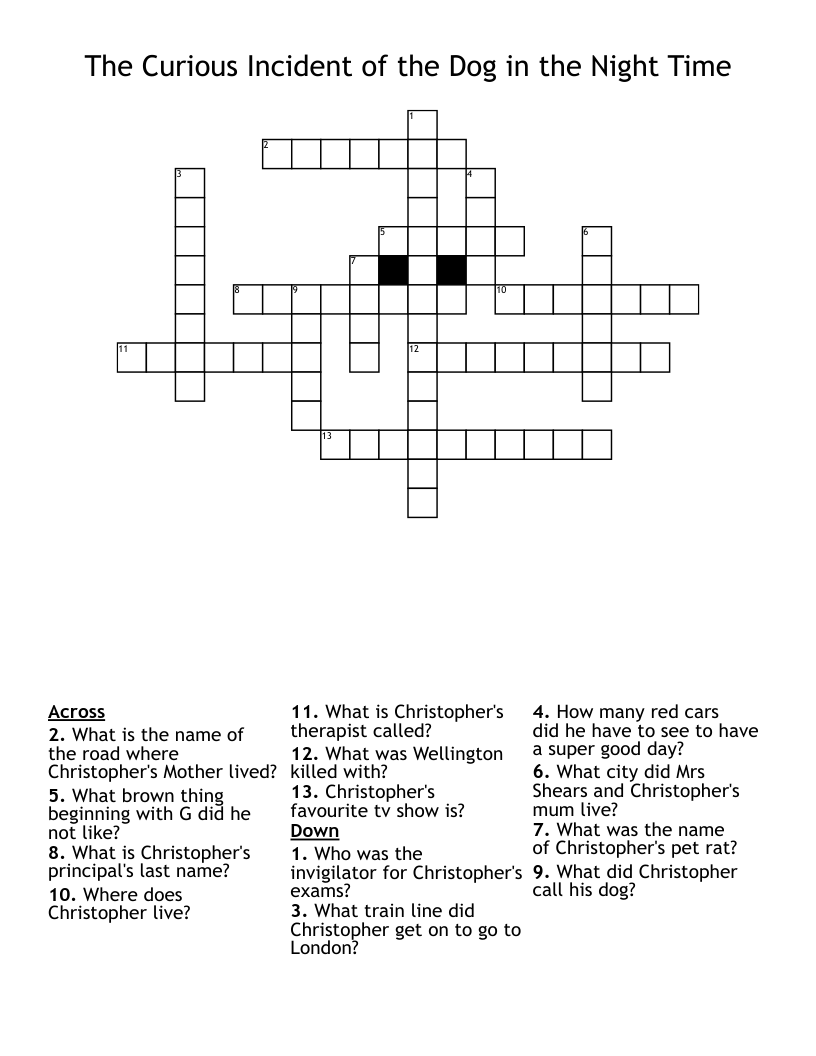 The Curious Incident of the Dog in the Night Time Crossword