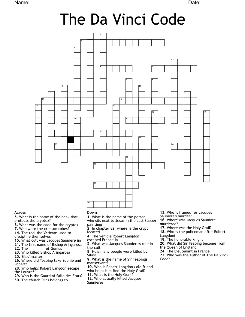 The Da Vinci Code Crossword