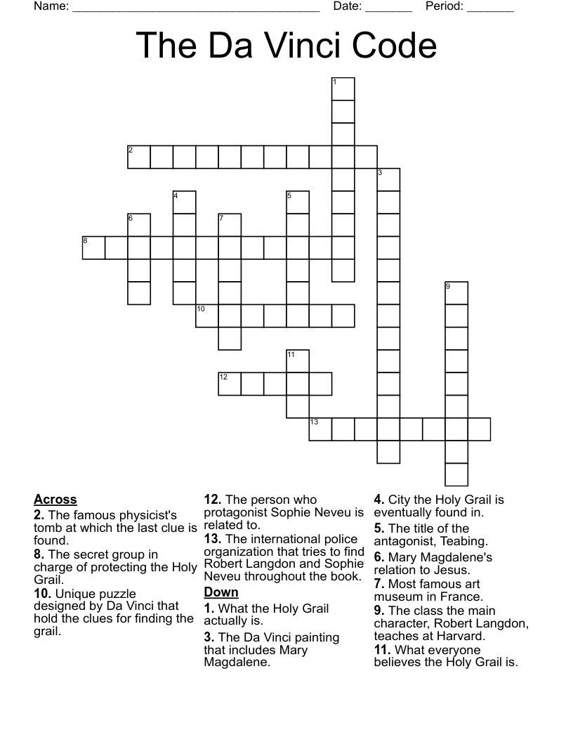 The Da Vinci Code Crossword