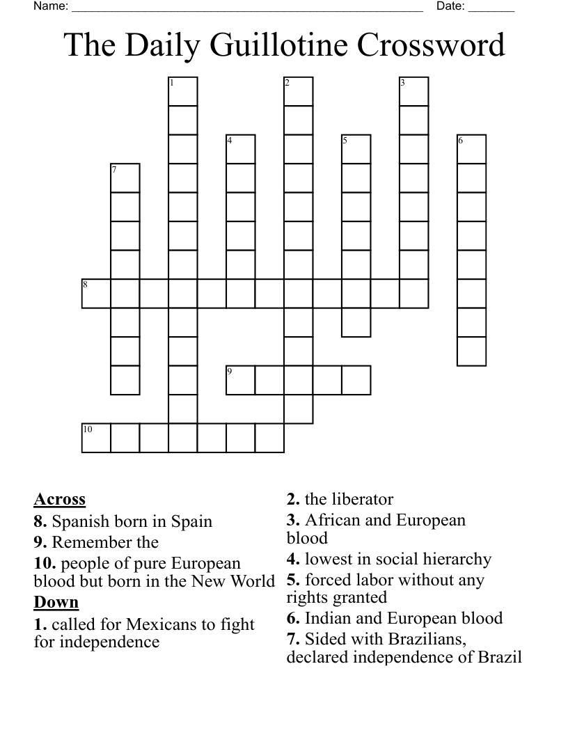 The Daily Guillotine Crossword 
