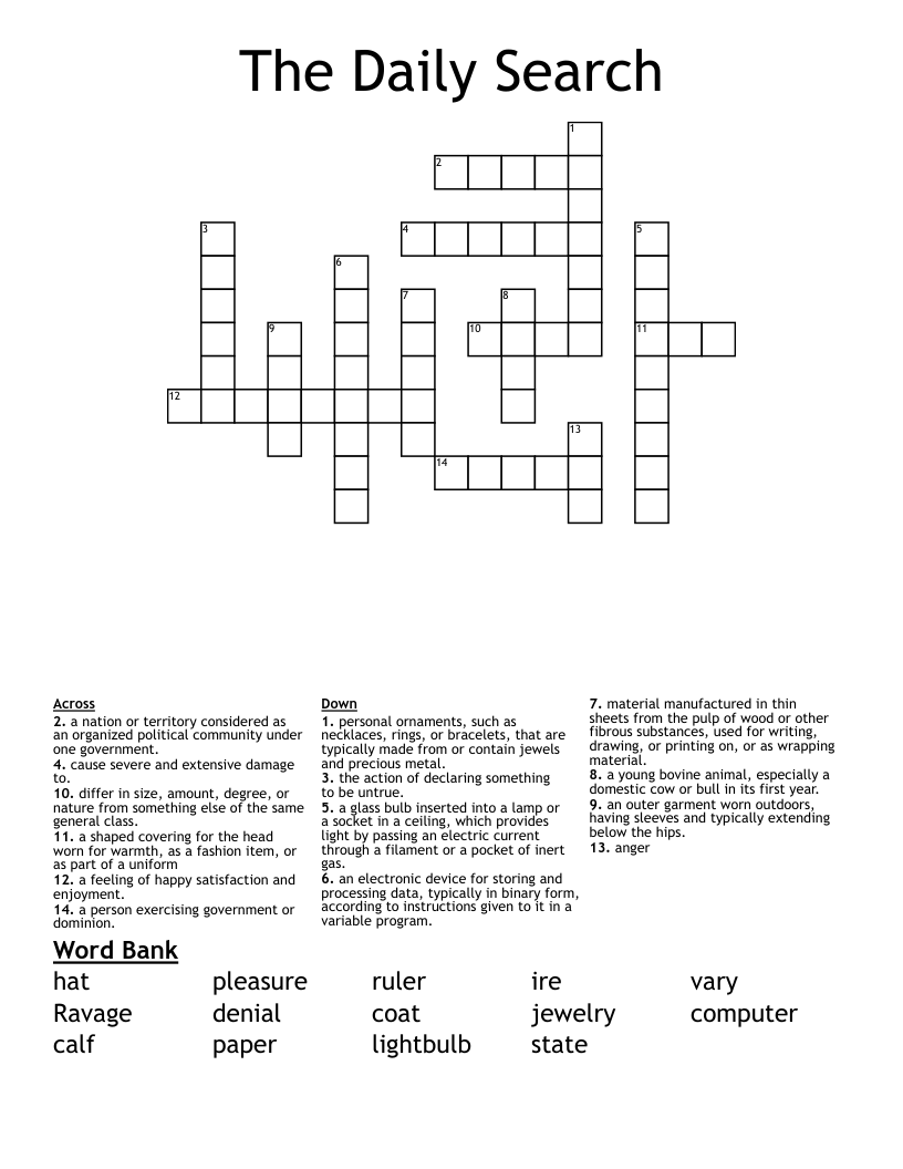 The Daily Search Crossword