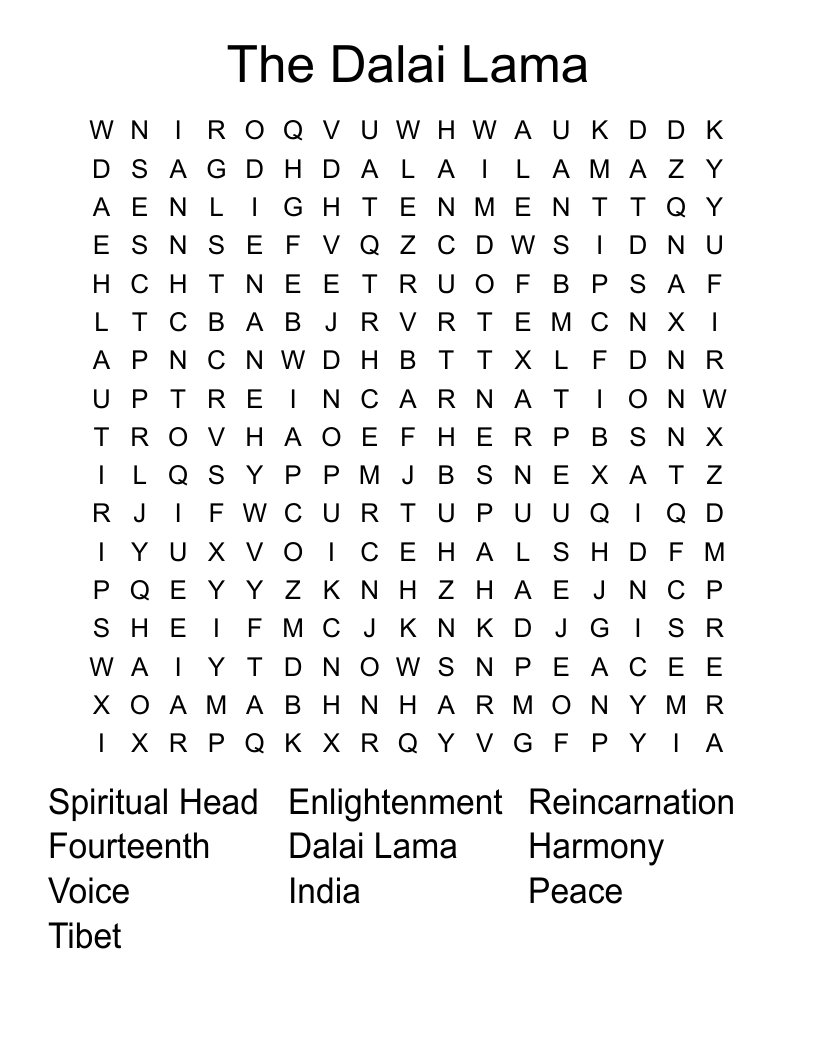 The Dalai Lama  Word Search