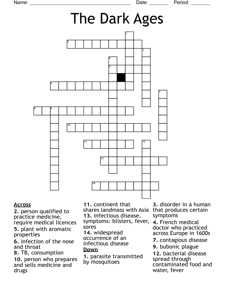 The Dark Ages Crossword