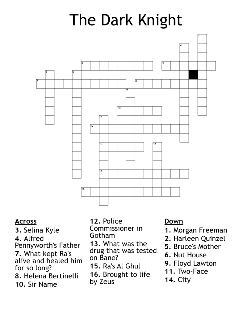 The Dark Knight Crossword